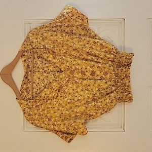 Beautiful Yellow Floral Hand Made Women's Blouse Size Small